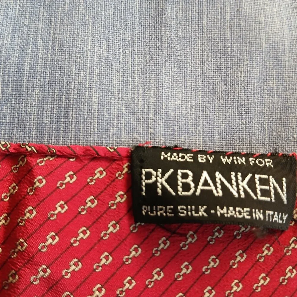 Men PKBANKEN Red & Gold Fashion Pattern Scarf 100% silk by WIN